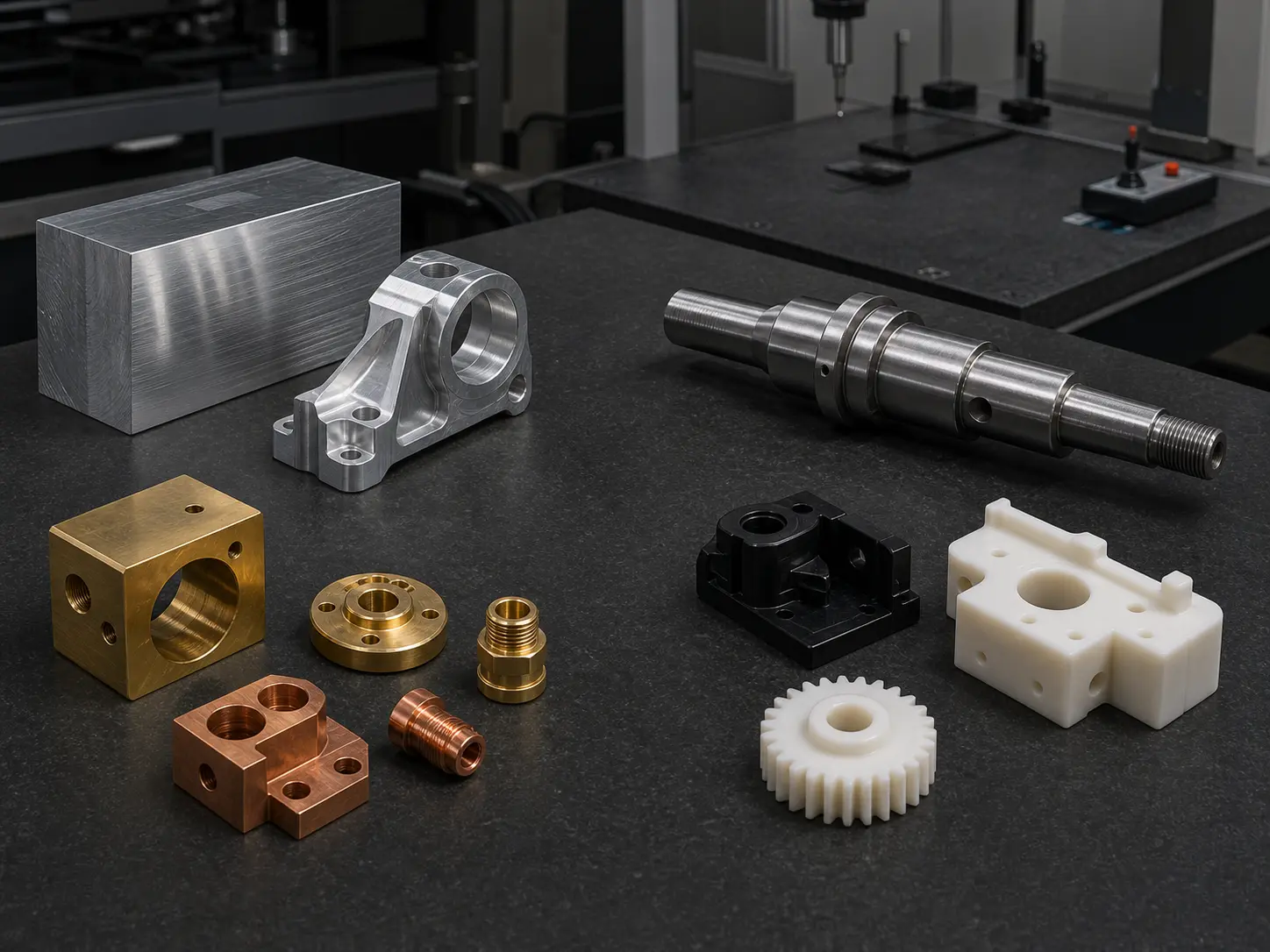 Representative metal and engineering plastic material families for custom parts